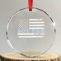 Boy Dad Est 2025 Crystal Glass Ornament Newborn Daddy Father Baby Boy Son USA Flag TS10