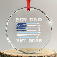 Boy Dad Est 2025 Crystal Glass Ornament Newborn Daddy Father Baby Boy Son USA Flag Fighter Jets TS10