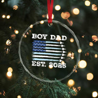Boy Dad Est 2025 Crystal Glass Ornament Newborn Daddy Father Baby Boy Son USA Flag Fighter Jets TS10