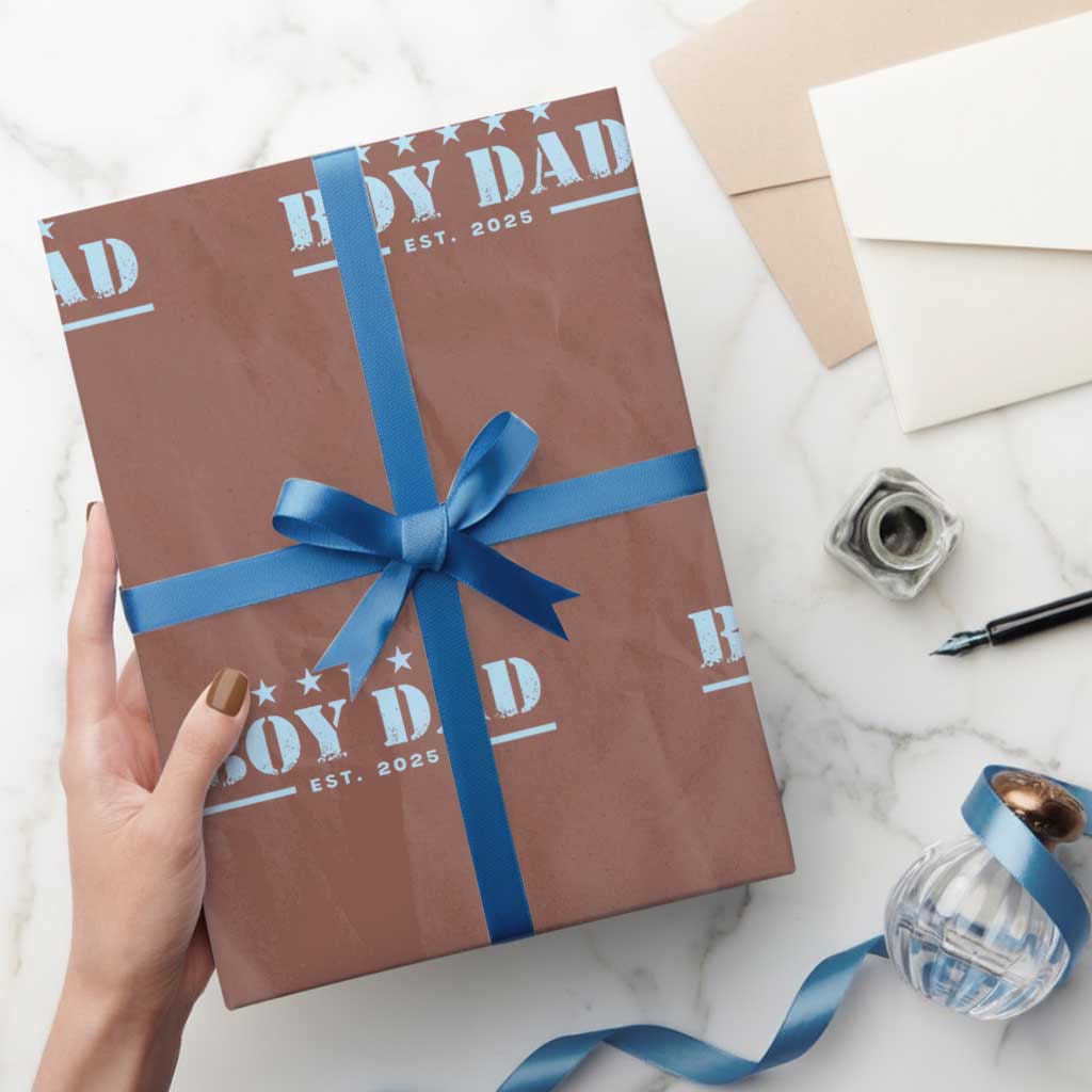 Boy Dad Est 2025 Wrapping Paper Roll Expect Baby Boy Son Father 2025 - Wonder Print Shop