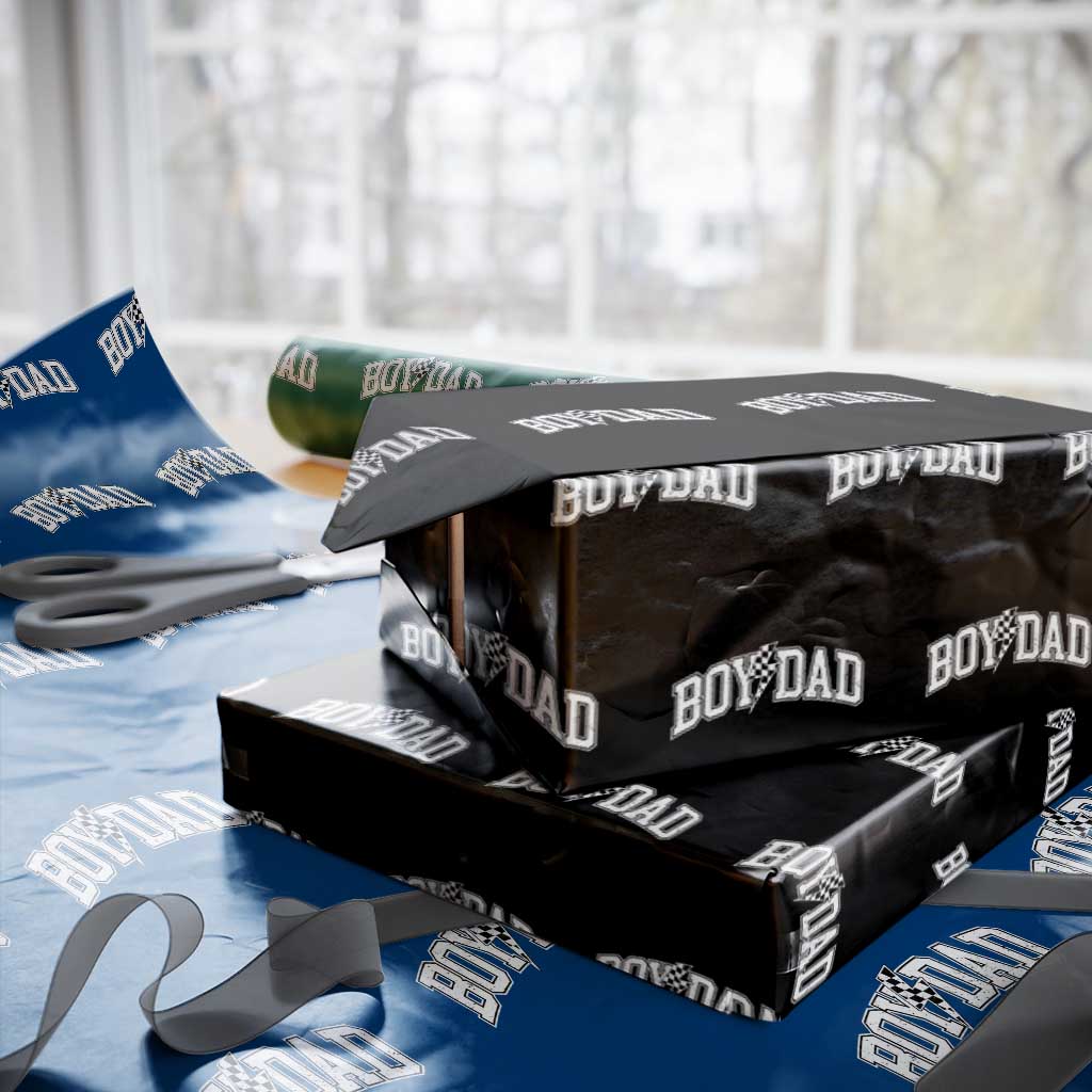 Boy Dad Lightning Bolt Checkered Varsity Son Daddy Wrapping Paper Roll