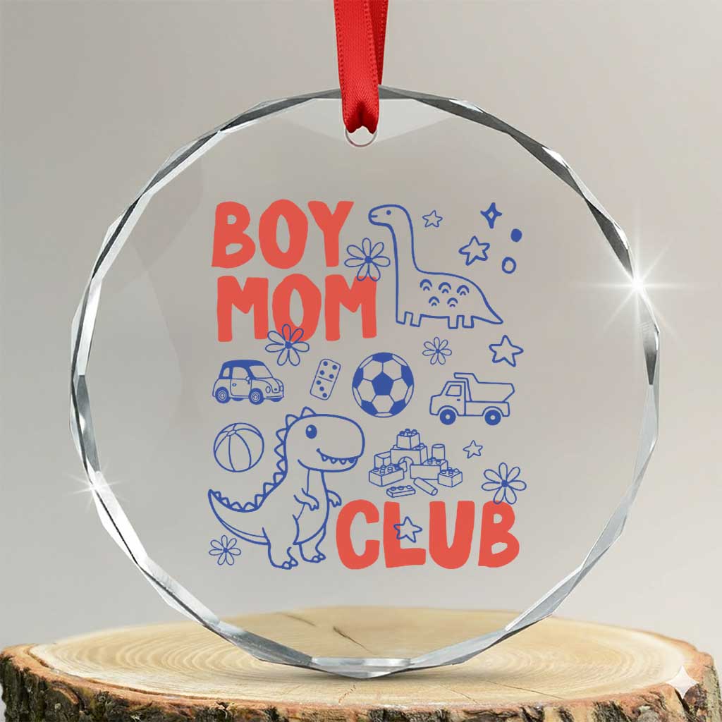 Boy Mom Club Crystal Glass Ornament Mom Of Boys Dinosaur Kids Toy Doodles