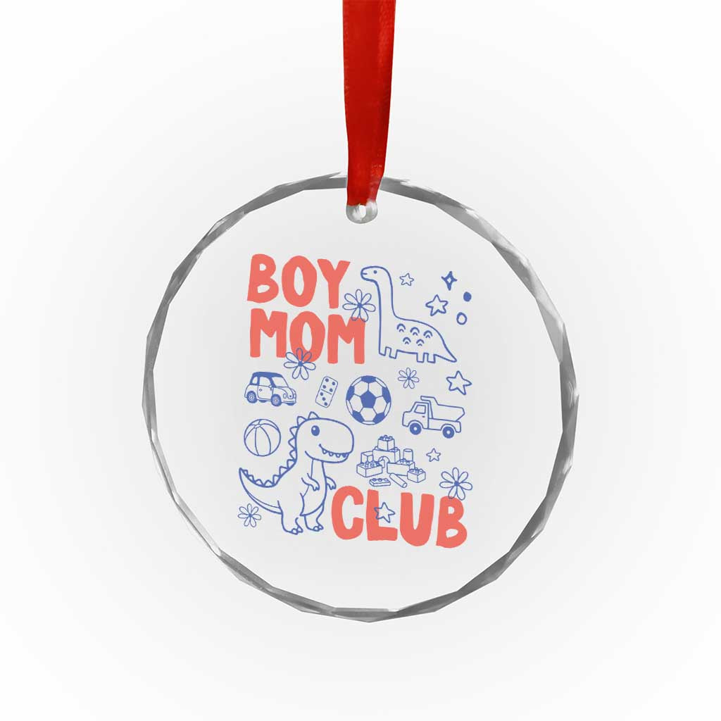 Boy Mom Club Crystal Glass Ornament Mom Of Boys Dinosaur Kids Toy Doodles
