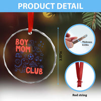 Boy Mom Club Crystal Glass Ornament Mom Of Boys Dinosaur Kids Toy Doodles