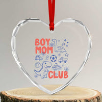 Boy Mom Club Heart Crystal Glass Ornament Mom Of Boys Dinosaur Kids Toy Doodles