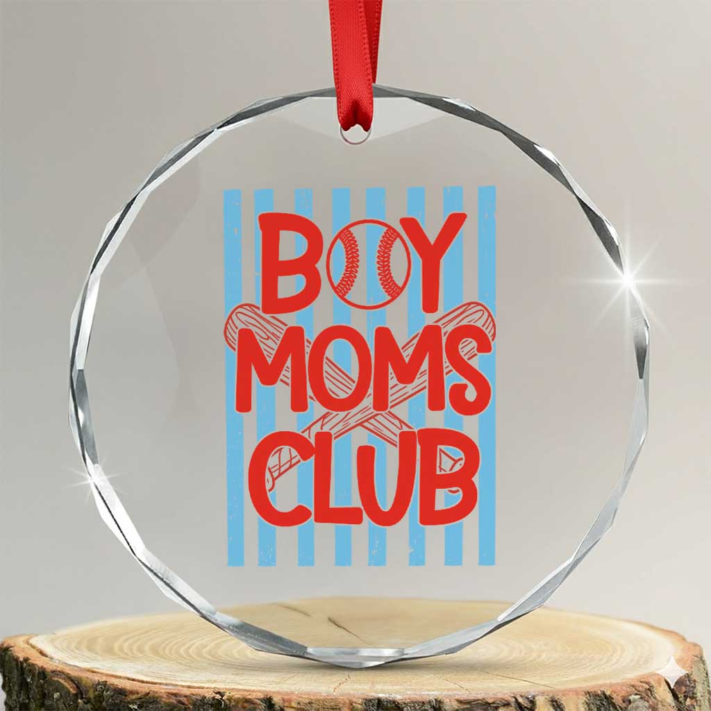 Boy Moms Club Crystal Glass Ornament Funny Motherhood Baseball Gift For Mom