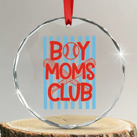 Boy Moms Club Crystal Glass Ornament Funny Motherhood Baseball Gift For Mom
