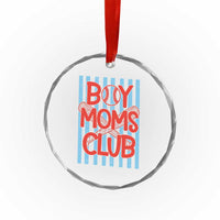 Boy Moms Club Crystal Glass Ornament Funny Motherhood Baseball Gift For Mom