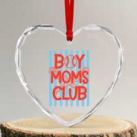 Boy Moms Club Heart Crystal Glass Ornament Funny Motherhood Baseball Gift For Mom