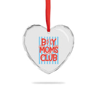 Boy Moms Club Heart Crystal Glass Ornament Funny Motherhood Baseball Gift For Mom