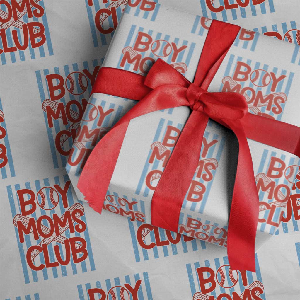 Boy Moms Club Wrapping Paper Roll Funny Motherhood Baseball Gift For Mom