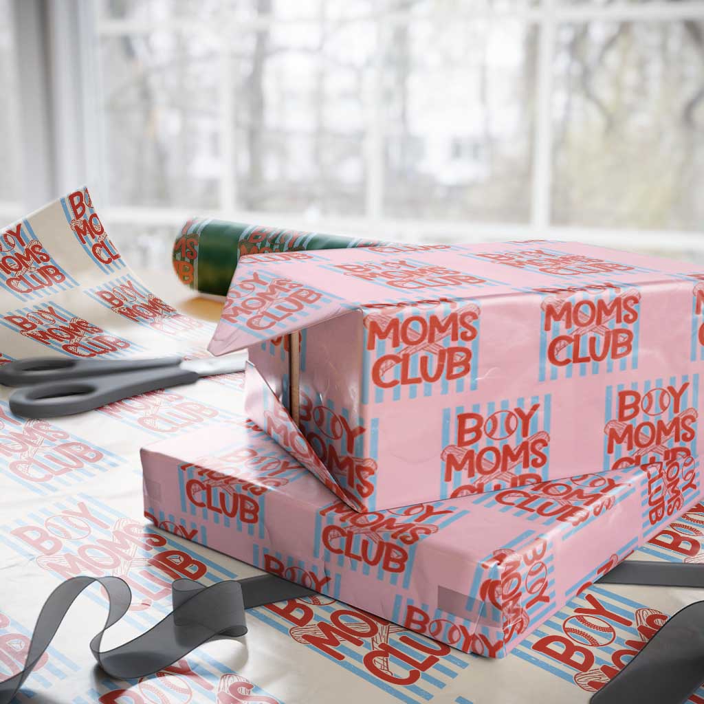 Boy Moms Club Wrapping Paper Roll Funny Motherhood Baseball Gift For Mom