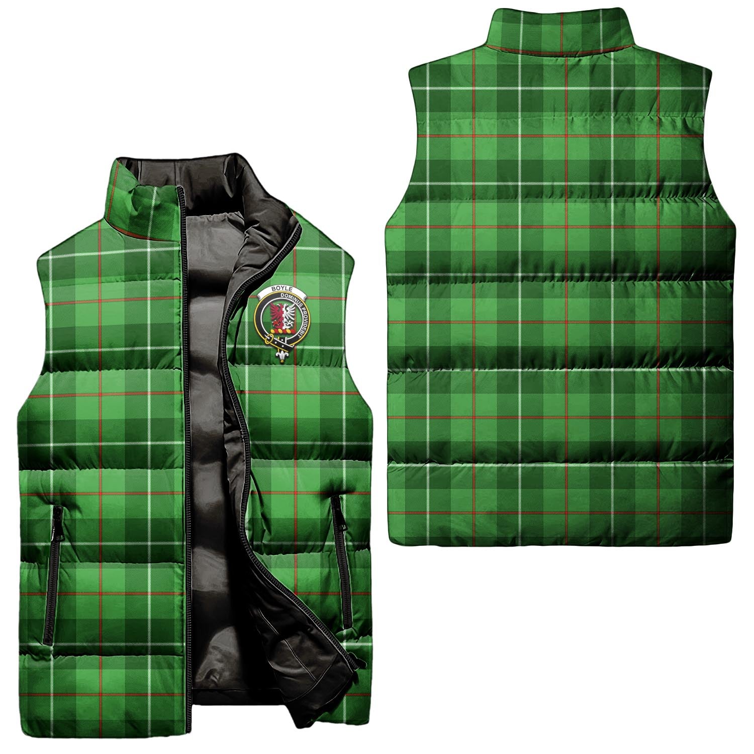 boyle-clan-puffer-vest-family-crest-plaid-sleeveless-down-jacket
