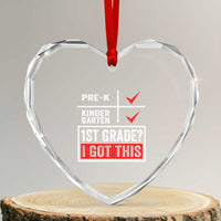 Boys and Girls First Day of First Grade Heart Crystal Glass Ornament Back to School