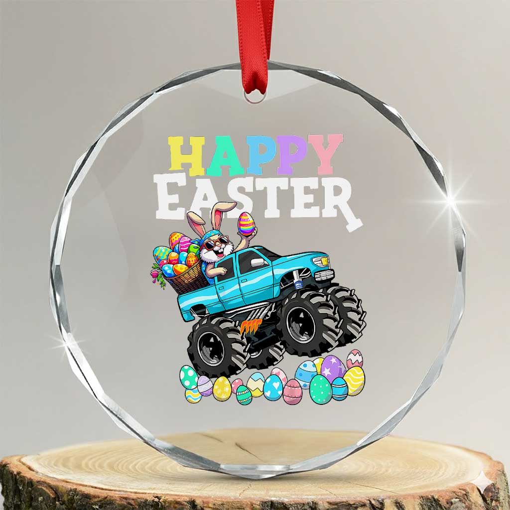 Boys Happy Easter Bunny Monster Truck Crystal Glass Ornament Eggs Cool Rabbit Car Lovers Toddler - Wonder Print Shop