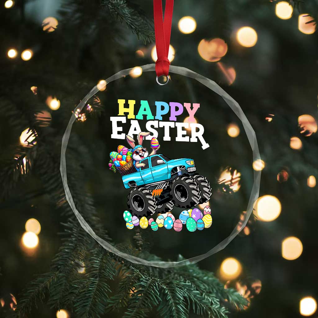 Boys Happy Easter Bunny Monster Truck Crystal Glass Ornament Eggs Cool Rabbit Car Lovers Toddler - Wonder Print Shop