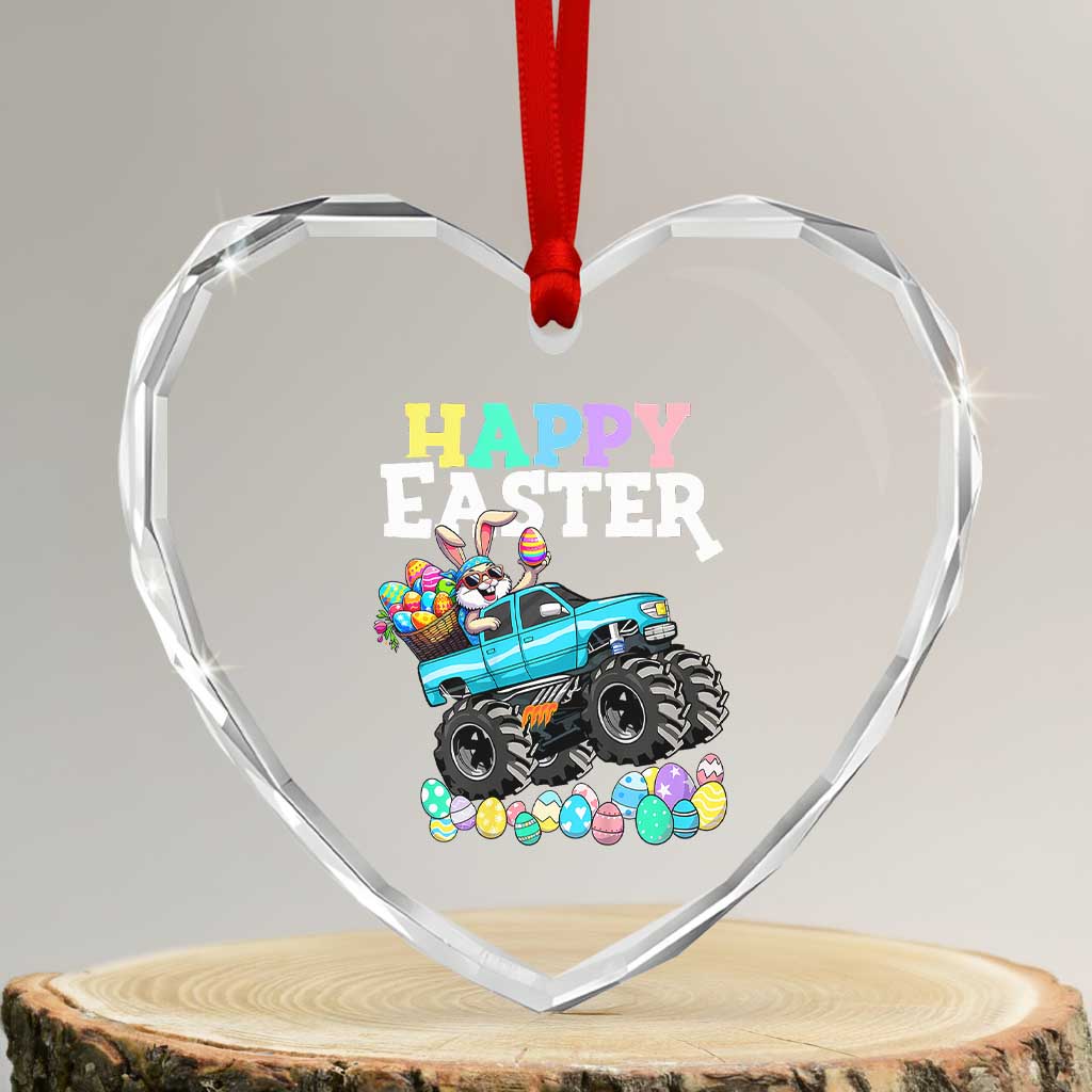 Boys Happy Easter Bunny Monster Truck Heart Crystal Glass Ornament Eggs Cool Rabbit Car Lovers Toddler - Wonder Print Shop