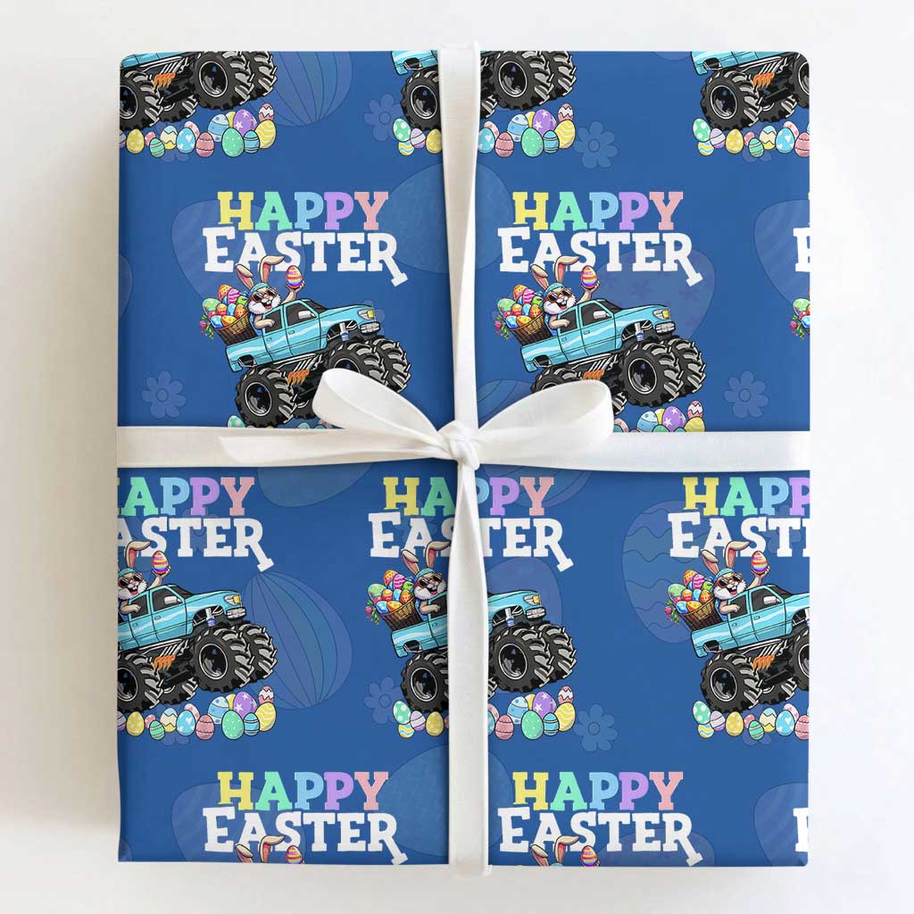 Boys Happy Easter Bunny Monster Truck Wrapping Paper Roll Eggs Cool Rabbit Car Lovers Toddler