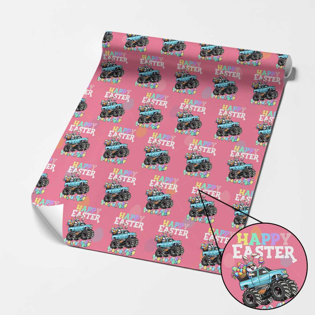 Boys Happy Easter Bunny Monster Truck Wrapping Paper Roll Eggs Cool Rabbit Car Lovers Toddler