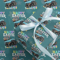 Boys Happy Easter Bunny Monster Truck Wrapping Paper Roll Eggs Cool Rabbit Car Lovers Toddler