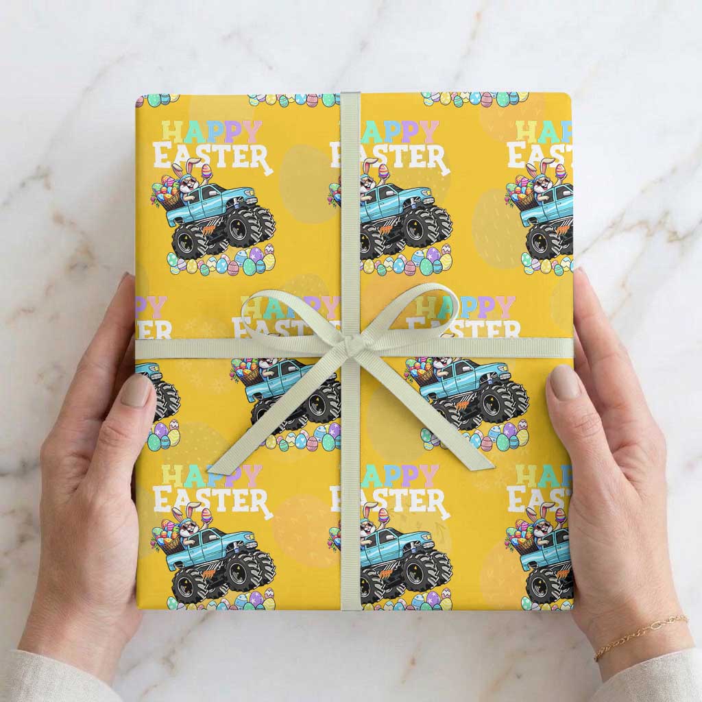 Boys Happy Easter Bunny Monster Truck Wrapping Paper Roll Eggs Cool Rabbit Car Lovers Toddler