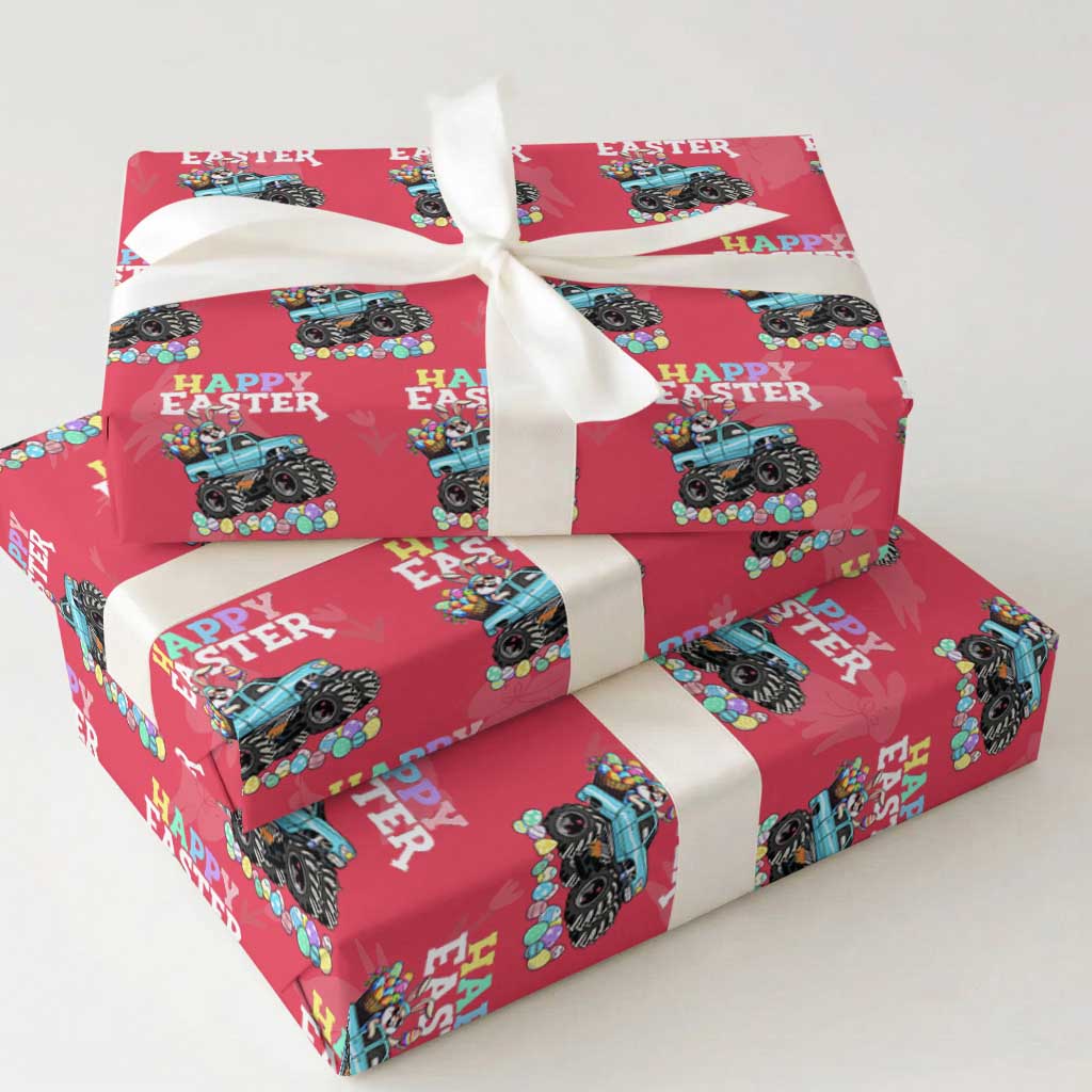 Boys Happy Easter Bunny Monster Truck Wrapping Paper Roll Eggs Cool Rabbit Car Lovers Toddler