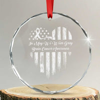 Brain Cancer Awareness Crystal Glass Ornament In May We Wear Gray American Flag Heart