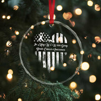 Brain Cancer Awareness Crystal Glass Ornament In May We Wear Gray American Flag Heart