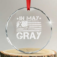Brain Cancer Awareness Crystal Glass Ornament In May We Wear Gray US Flag