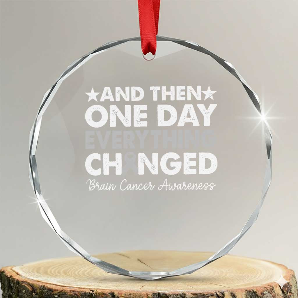Brain Cancer Awareness Crystal Glass Ornament Retro Fight Brain Tumor Cure Gray Ribbon