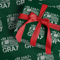 Brain Cancer Awareness Wrapping Paper Roll In May We Wear Gray US Flag