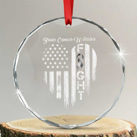 Brain Cancer Warrior Crystal Glass Ornament Fight Gray Ribbon American Flag Heart