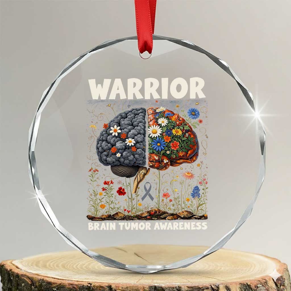 Brain Tumor Warrior Crystal Glass Ornament Gray Ribbon Brain Cancer Awareness