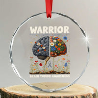 Brain Tumor Warrior Crystal Glass Ornament Gray Ribbon Brain Cancer Awareness