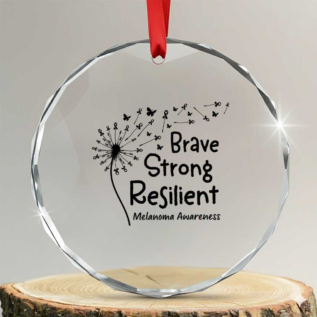 Brave Strong Resilient Crystal Glass Ornament Melanoma Warrior Dandelion Gift