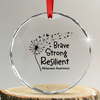 Brave Strong Resilient Crystal Glass Ornament Melanoma Warrior Dandelion Gift