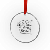 Brave Strong Resilient Crystal Glass Ornament Melanoma Warrior Dandelion Gift