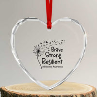Brave Strong Resilient Heart Crystal Glass Ornament Melanoma Warrior Dandelion Gift