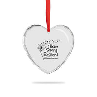 Brave Strong Resilient Heart Crystal Glass Ornament Melanoma Warrior Dandelion Gift