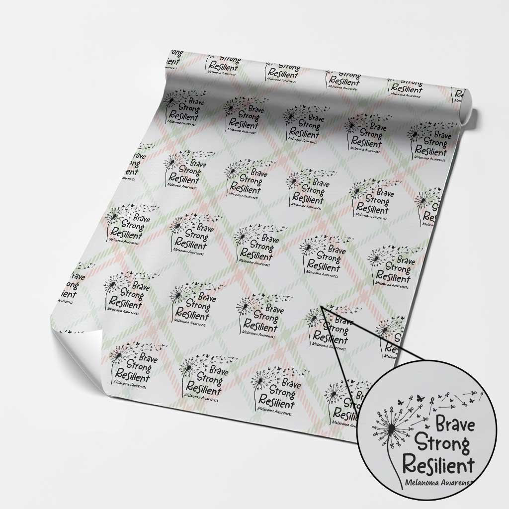 Brave Strong Resilient Wrapping Paper Roll Melanoma Warrior Dandelion Gift