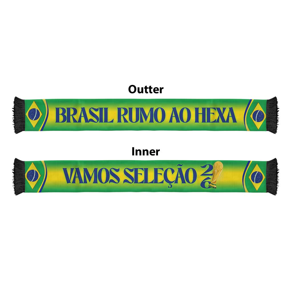 Brazil 2026 Football Soccer Scarf Vamos Selecao Brasil Rumo Ao Hexa