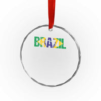 Brazil Brasil Flag Crystal Glass Ornament Vintage Distressed Brazil
