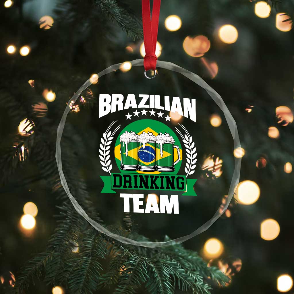 Brazil Drinking Team Crystal Glass Ornament Funny Brazilian Flag Beer Party Gift