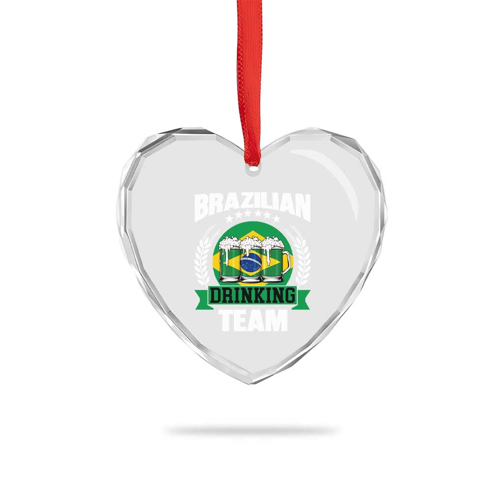 Brazil Drinking Team Heart Crystal Glass Ornament Funny Brazilian Flag Beer Party Gift