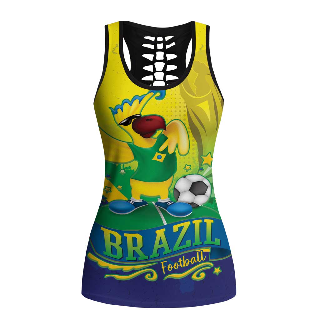 Brazil Football 2026 Personalized Hollow Tank Top Come On Selecao Brasil Parrot Mascot