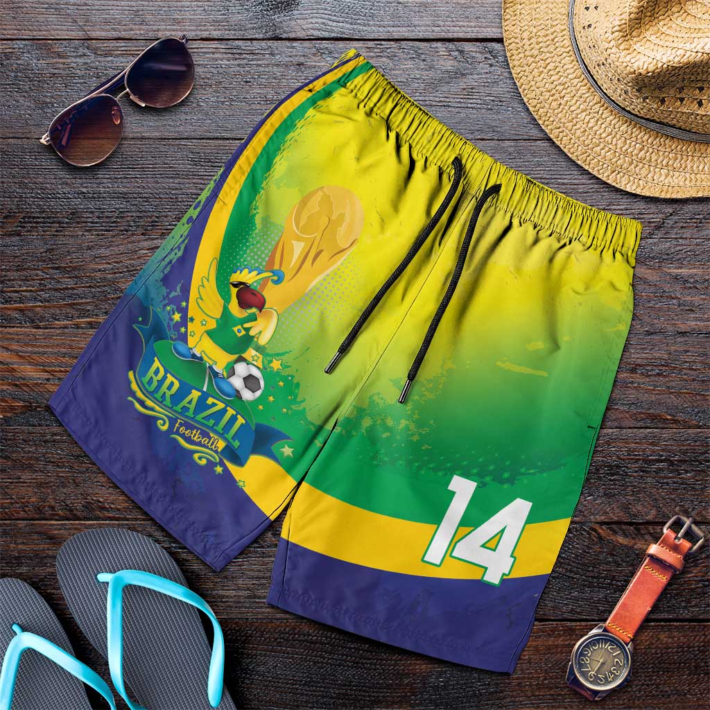 Brazil Football 2026 Personalized Shorts for Men Come On Selecao Brasil Parrot Mascot