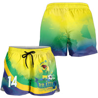 Brazil Football 2026 Personalized Shorts for Women Come On Selecao Brasil Parrot Mascot