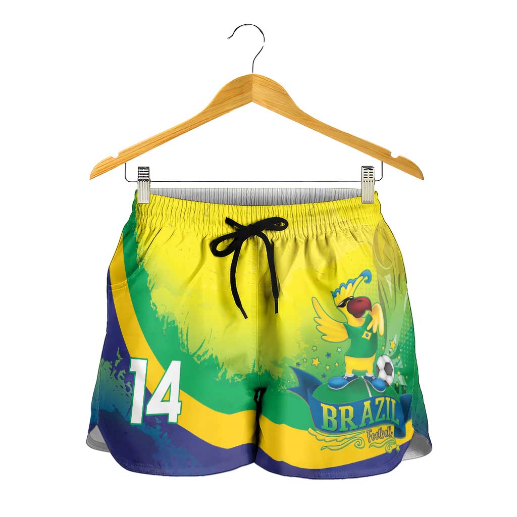 Brazil Football 2026 Personalized Shorts for Women Come On Selecao Brasil Parrot Mascot