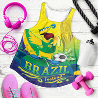 Brazil Football 2026 Personalized Women Racerback Tank Come On Selecao Brasil Parrot Mascot