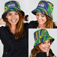 Brazil Football Bucket Hat 2026 Vamos Brasil Marble Pattern